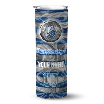 Customized Drake Bulldogs Patterned Waves Blue Skinny Tumbler