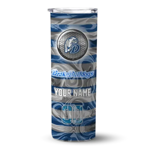 customized drake bulldogs patterned waves blue skinny tumbler best selling