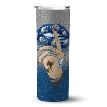 Customized Drake Bulldogs Sparkle Lips Blue Skinny Tumbler