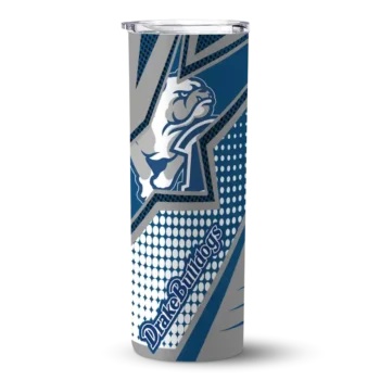 Customized Drake Bulldogs Web Stripes Blue White Skinny Tumbler