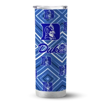 Customized Duke Blue Devils Zipper Leopard Blue Skinny Tumbler