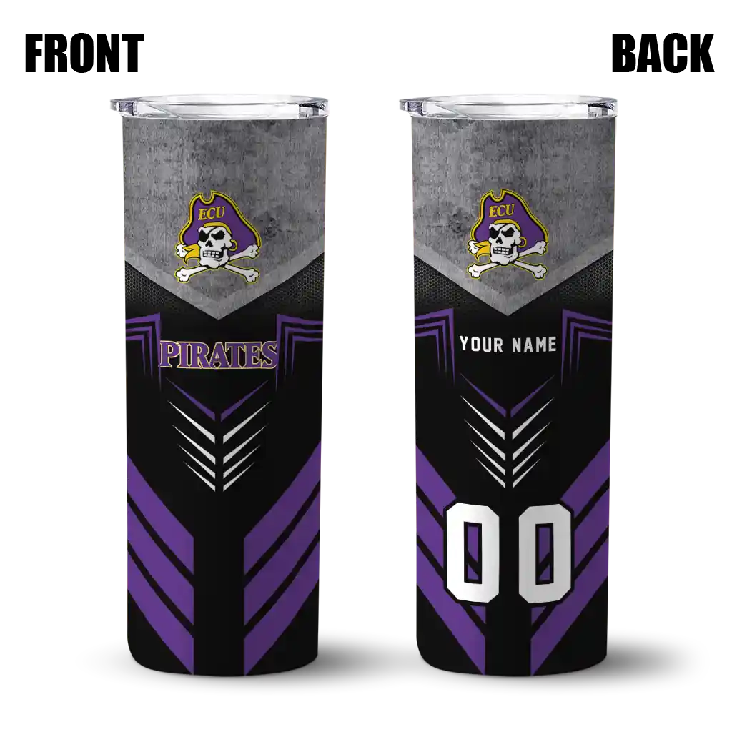 customized-east-carolina-pirates-hexagon-honeycomb-purple-black-skinny-tumbler-fashion-forward.webp