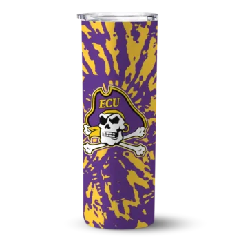 Customized East Carolina Pirates Metallic Grid Purple Skinny Tumbler