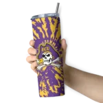 customized-east-carolina-pirates-metallic-grid-purple-skinny-tumbler-best-selling.webp