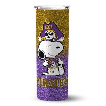 Customized East Carolina Pirates Snoopy Attitude Purple Skinny Tumbler