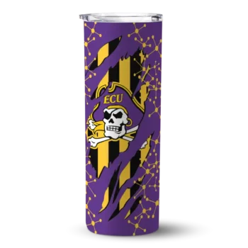 Customized East Carolina Pirates Star Pop Purple Black Skinny Tumbler