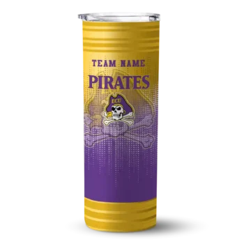Customized East Carolina Pirates Swirl Texture Purple Skinny Tumbler