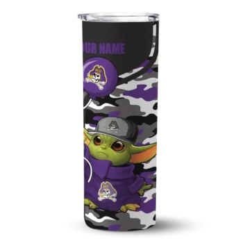 Customized East Carolina Pirates Yoda Camo Purple Black Skinny Tumbler