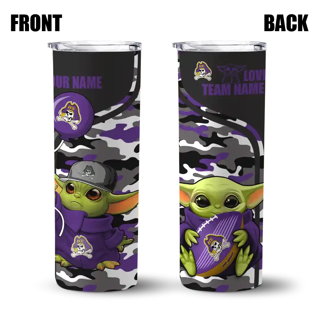 customized-east-carolina-pirates-yoda-camo-purple-black-skinny-tumbler-fashion-forward.webp