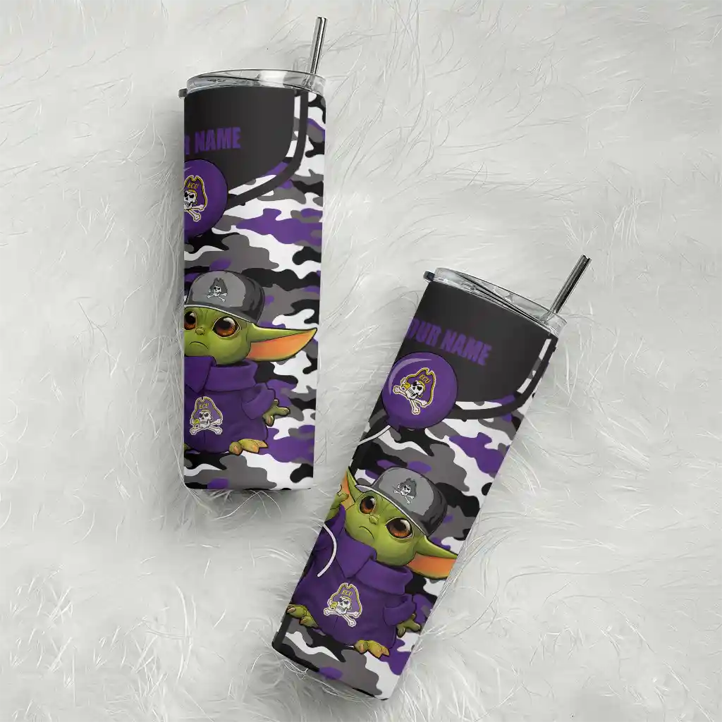 customized-east-carolina-pirates-yoda-camo-purple-black-skinny-tumbler-top-rated.webp