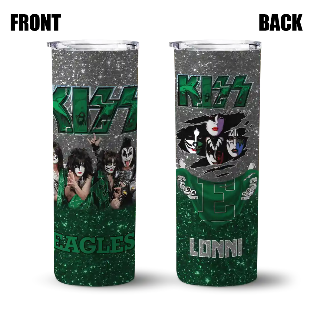 customized-eastern-michigan-eagles-kiss-band-white-skinny-tumbler-fashion-forward.webp