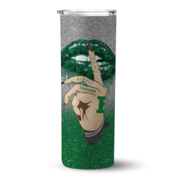Customized Eastern Michigan Eagles Sparkle Lips Green Skinny Tumbler