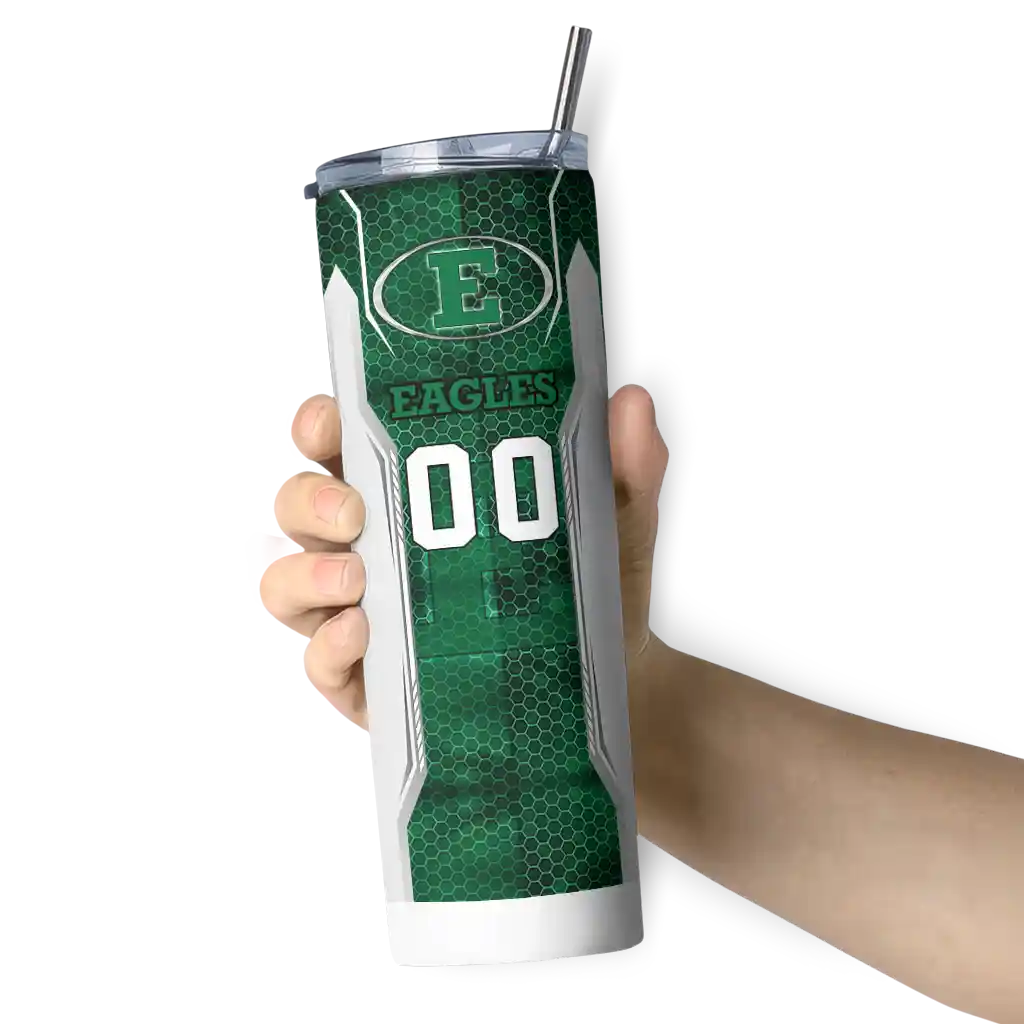 customized-eastern-michigan-eagles-stacked-diamond-green-skinny-tumbler-premium-grade.webp