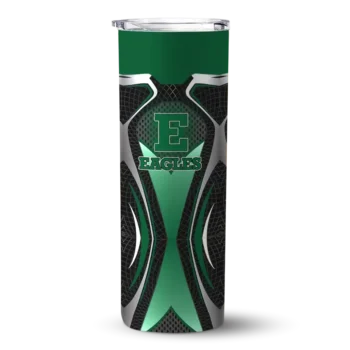 Customized Eastern Michigan Eagles Superman Emblem Green Black Skinny Tumbler