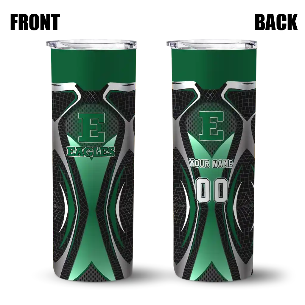 customized-eastern-michigan-eagles-superman-emblem-green-black-skinny-tumbler-fashion-forward.webp