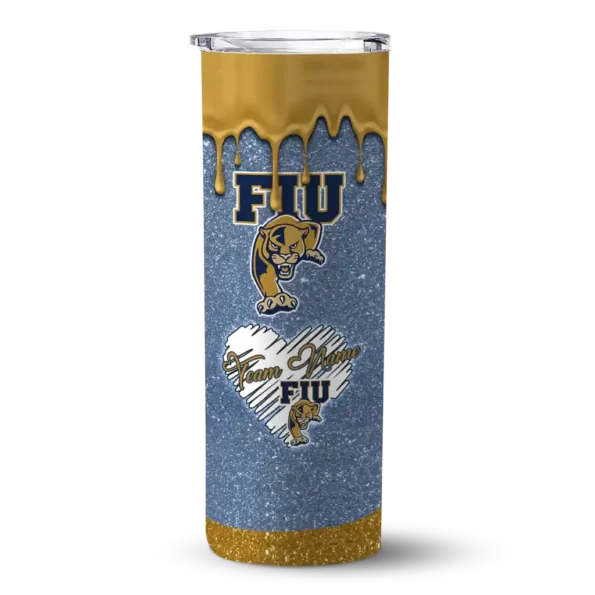 customized fiu panthers pixel fade blue skinny tumbler best selling