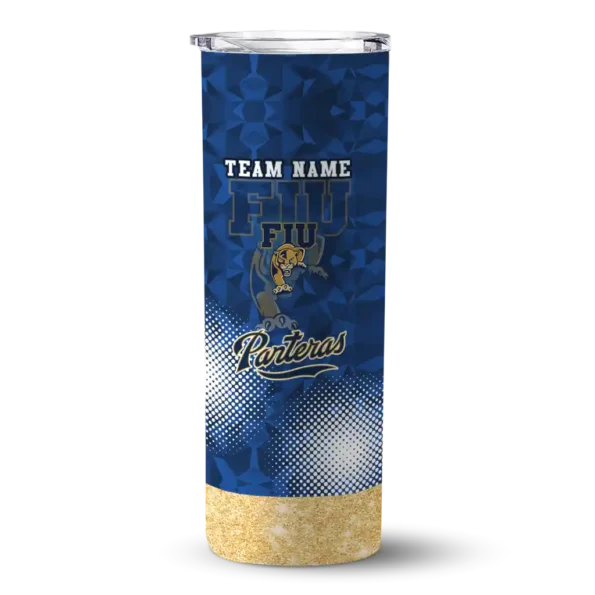 customized fiu panthers starburst tiles blue skinny tumbler best selling
