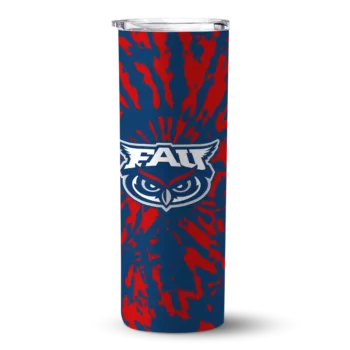 Customized Florida Atlantic Owls Metallic Grid Blue Skinny Tumbler
