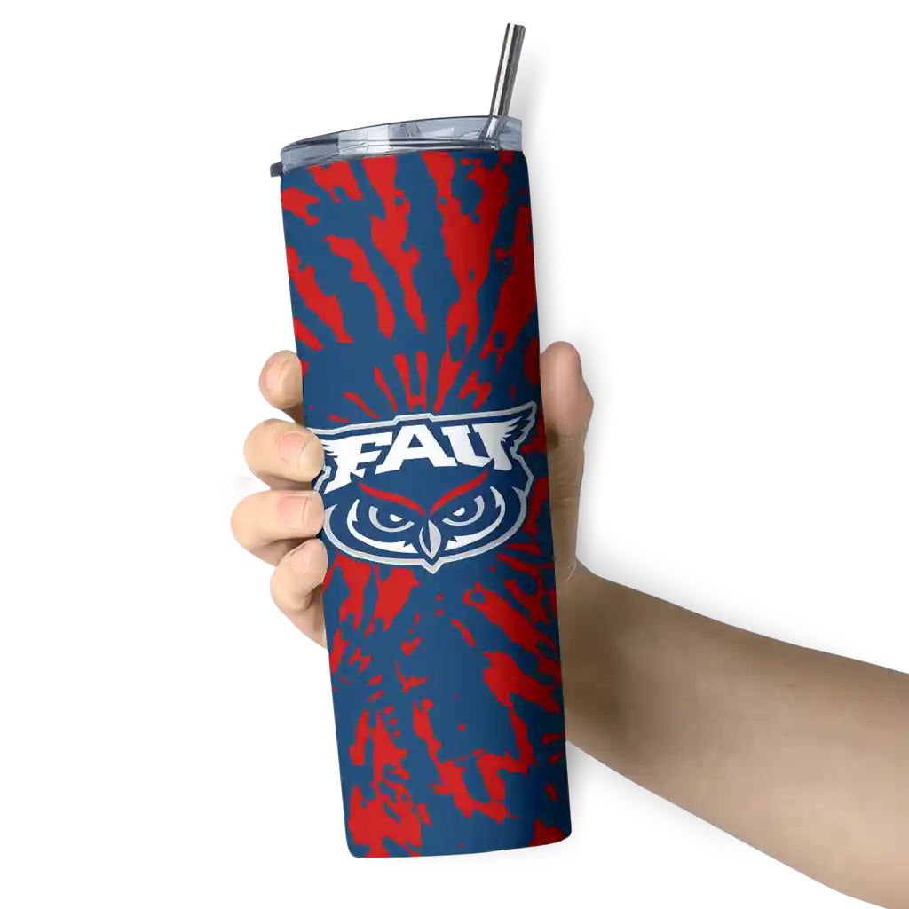 customized-florida-atlantic-owls-metallic-grid-blue-skinny-tumbler-premium-grade.webp