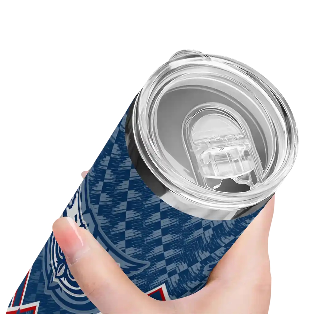 customized-florida-atlantic-owls-monogram-burst-blue-white-skinny-tumbler-high-quality.webp