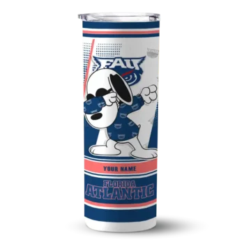 Customized Florida Atlantic Owls Snoopy Dog Blue White Skinny Tumbler