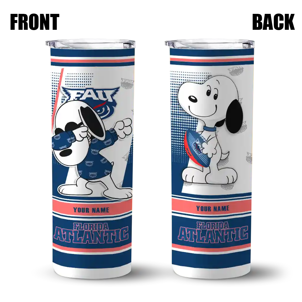 customized-florida-atlantic-owls-snoopy-dog-blue-white-skinny-tumbler-fashion-forward.webp