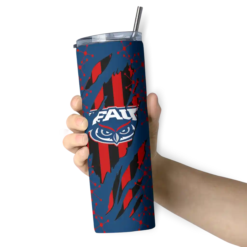 customized-florida-atlantic-owls-star-pop-blue-black-skinny-tumbler-premium-grade-1.webp