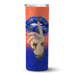 customized-florida-gators-sparkle-lips-blue-skinny-tumbler-best-selling.webp