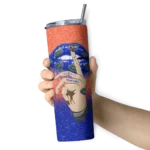customized-florida-gators-sparkle-lips-blue-skinny-tumbler-best-selling.webp