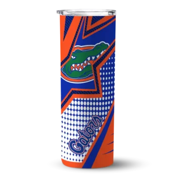 Customized Florida Gators Web Stripes Blue White Skinny Tumbler