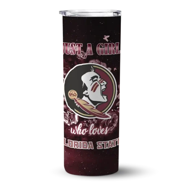 customized florida state seminoles rose romance garnet black skinny tumbler best selling