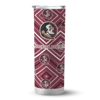 Customized Florida State Seminoles Zipper Leopard Garnet Skinny Tumbler