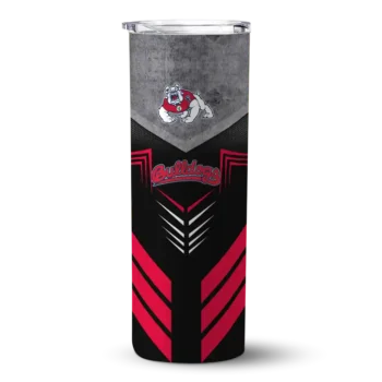 Customized Fresno State Bulldogs Hexagon Honeycomb Red Black Skinny Tumbler