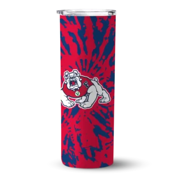 Customized Fresno State Bulldogs Metallic Grid Red Skinny Tumbler