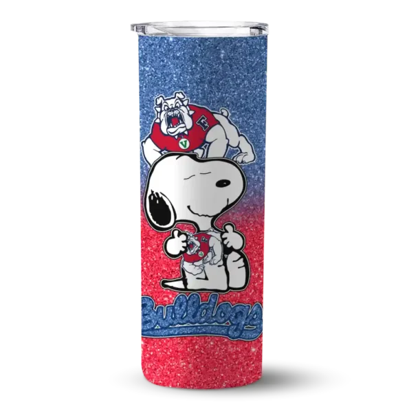 customized fresno state bulldogs snoopy attitude red skinny tumbler best selling