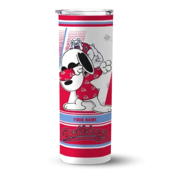 Customized Fresno State Bulldogs Snoopy Dog Red White Skinny Tumbler