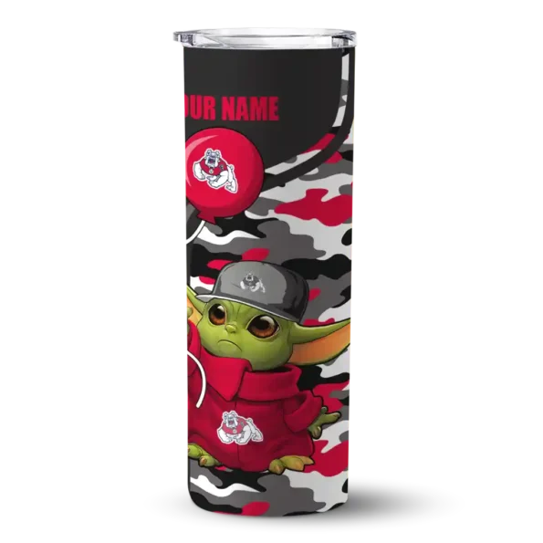 customized fresno state bulldogs yoda camo red black skinny tumbler best selling