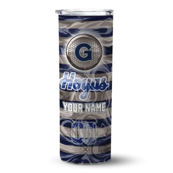 Customized Georgetown Hoyas Patterned Waves Blue Skinny Tumbler