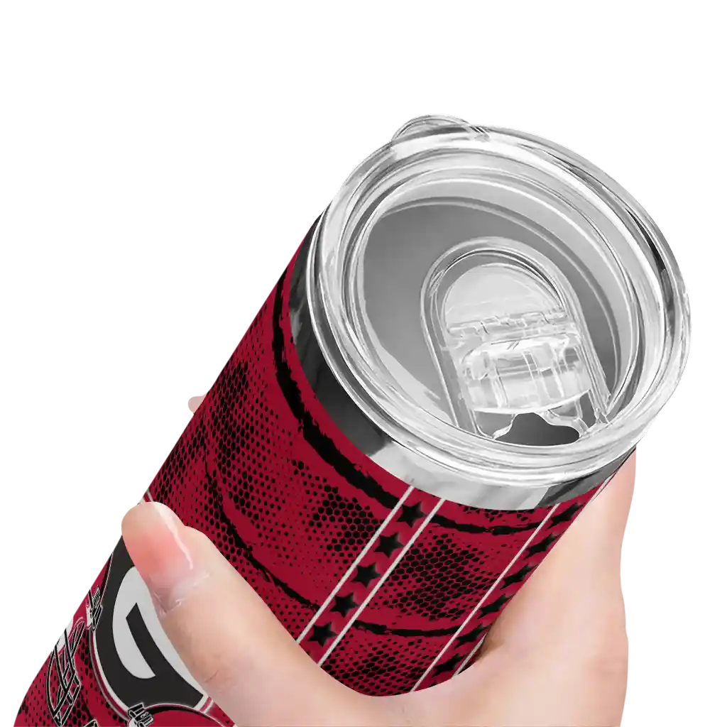 customized-georgia-bulldogs-chevron-patch-red-skinny-tumbler-high-quality-1.webp