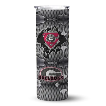 Customized Georgia Bulldogs Chevron V Red Gray Skinny Tumbler