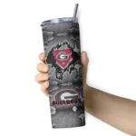 customized-georgia-bulldogs-chevron-v-red-gray-skinny-tumbler-best-selling.webp