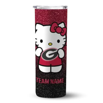 Customized Georgia Bulldogs Hello Kitty Red Black Skinny Tumbler