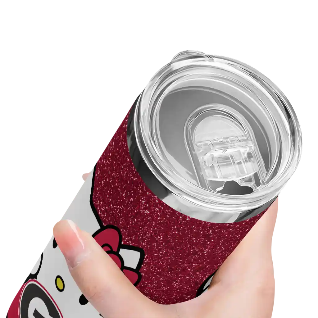 customized-georgia-bulldogs-hello-kitty-red-black-skinny-tumbler-high-quality.webp