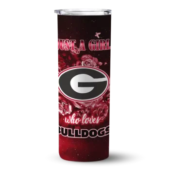 Customized Georgia Bulldogs Rose Romance Red Black Skinny Tumbler