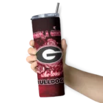 customized georgia bulldogs rose romance red black skinny tumbler best selling 1 4.webp