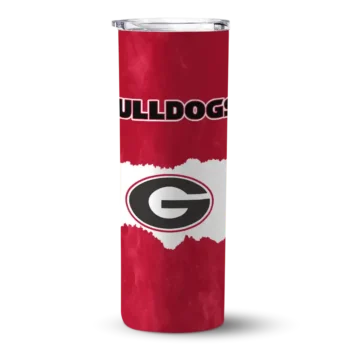 Customized Georgia Bulldogs Torn Band Red White Skinny Tumbler