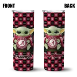 customized georgia bulldogs yoda cozy red black skinny tumbler best selling 1.webp