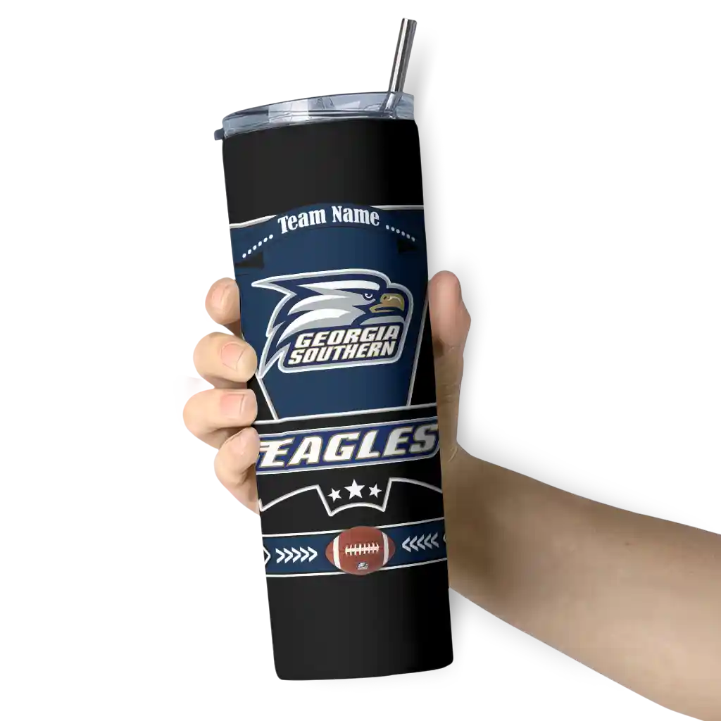 customized-georgia-southern-eagles-helmet-belt-blue-black-skinny-tumbler-premium-grade.webp