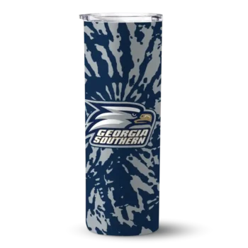 Customized Georgia Southern Eagles Metallic Grid Blue Skinny Tumbler