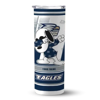 Customized Georgia Southern Eagles Snoopy Dog Blue White Skinny Tumbler
